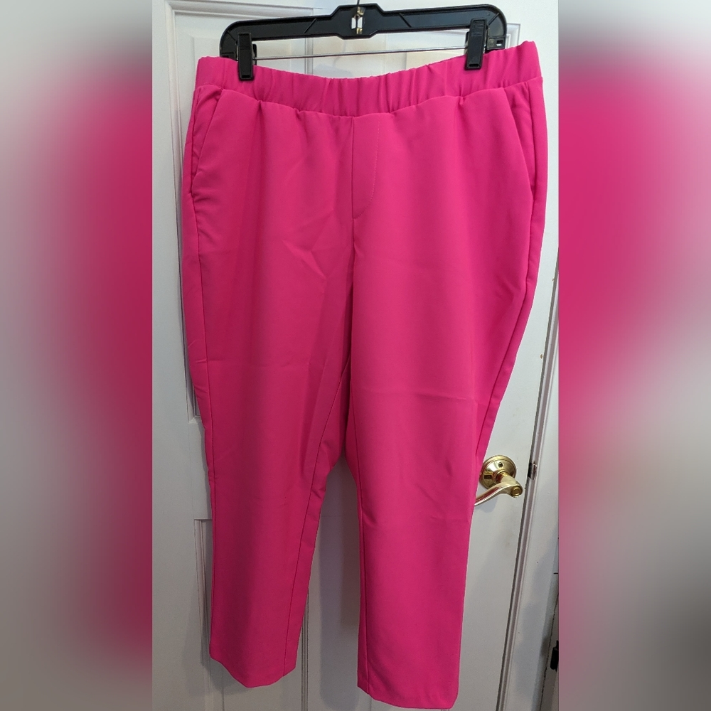 Torrid neon pink pull-on relaxed taper ankle pants NWOT size 1, short inseam